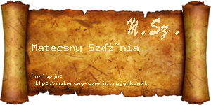 Matecsny Szénia névjegykártya